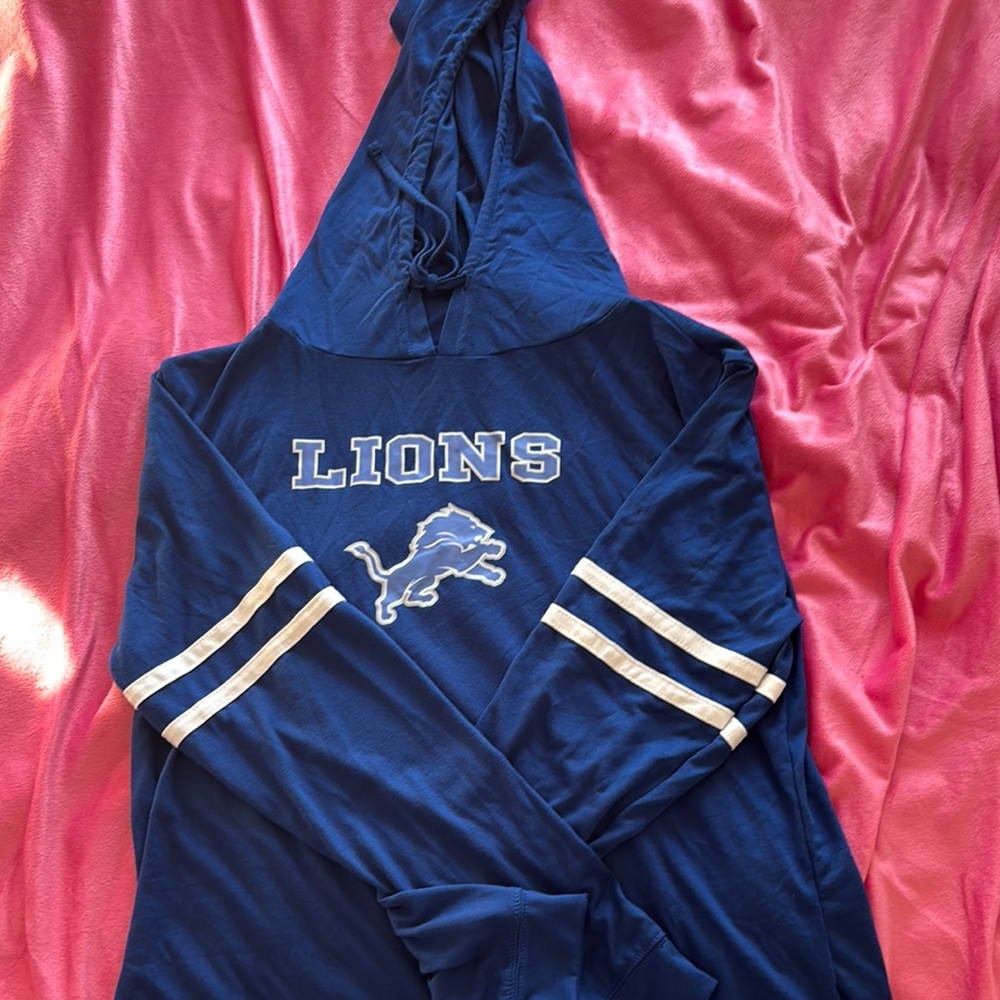 Blue Lions Hoodie with White Stripes